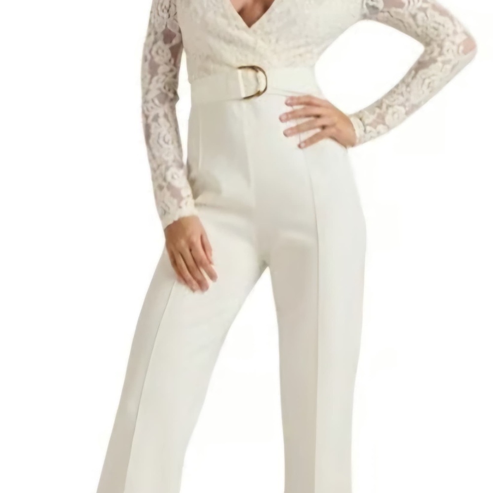 Venezia Cream Lace Sleeve Jumpsuit